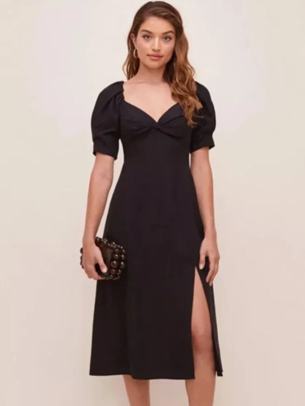 Astr The Label Fern Puff Sleeve Midi Dress